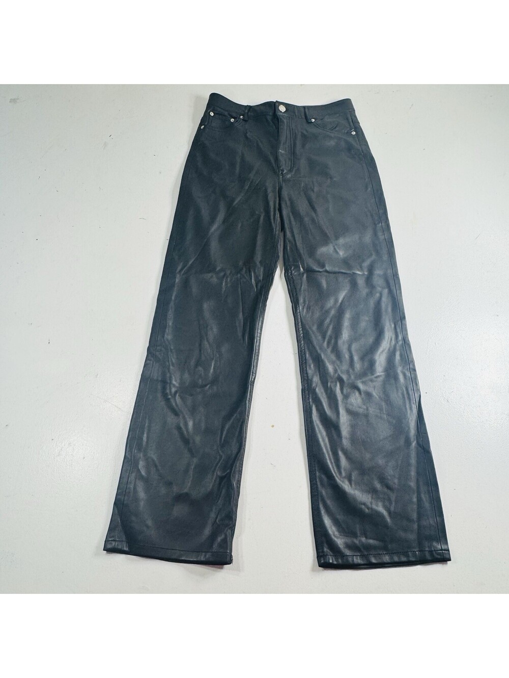 Zara Faux Leather Pants Black Straight Women’s Size 6